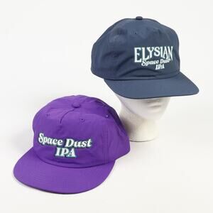 Pair NEW Elysian Space Dust IPA Beer 5 Panel Snapback Hats AS Colour Blue Purple